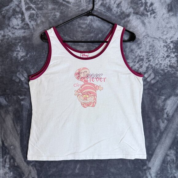 Disney Women's Alice In Wonder Land Cat Tank Top White Red X-Large - Picture 1 of 7